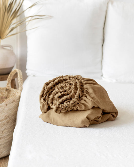Latte linen fitted sheet - MagicLinen