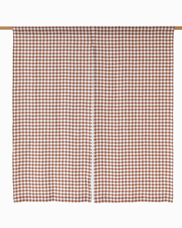 Linen noren curtains in Cinnamon gingham - MagicLinen