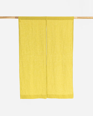 Linen noren curtains (1 pcs) in Moss yellow - MagicLinen