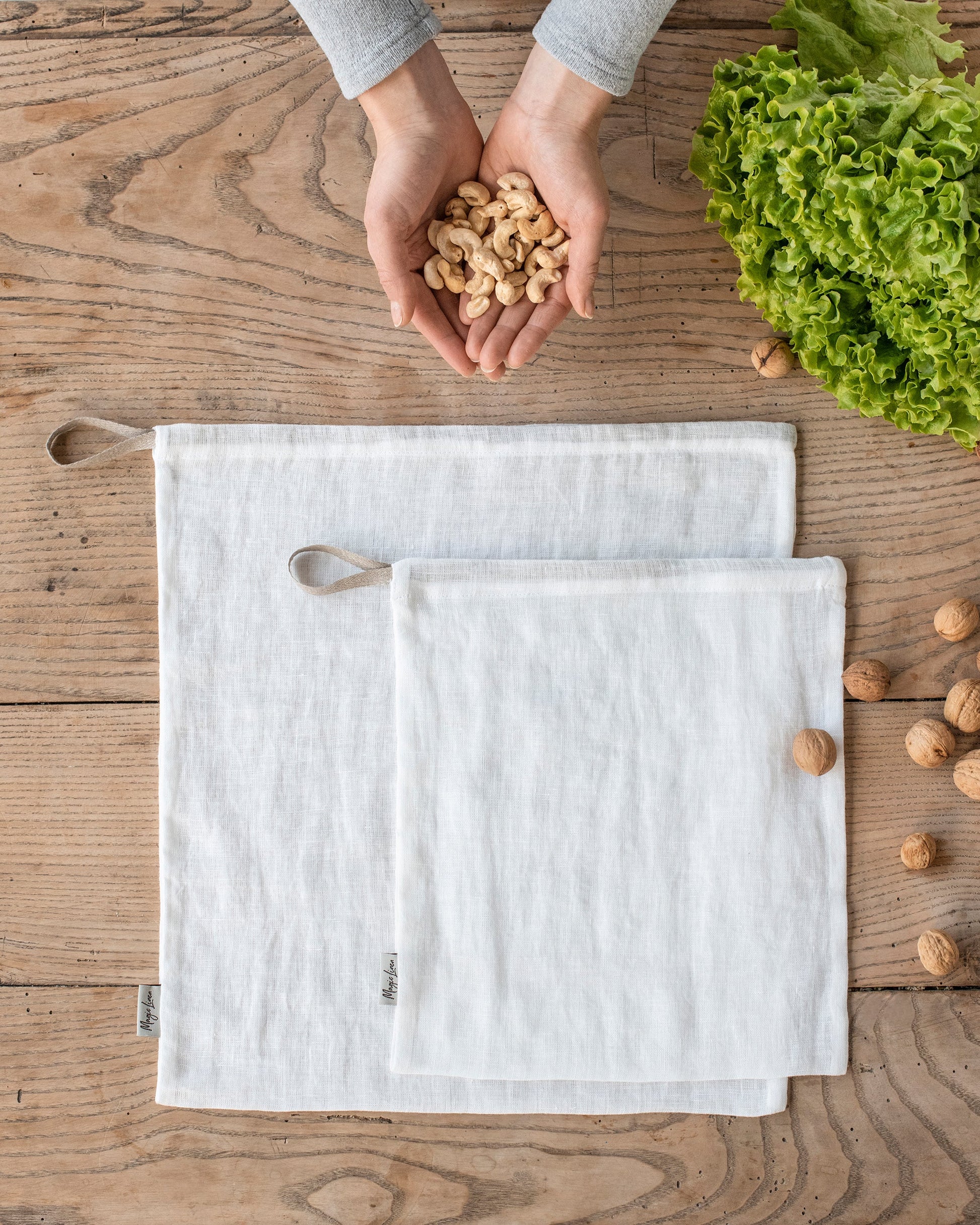 Set of Two Zero Waste Linen Produce Bags - MagicLinen