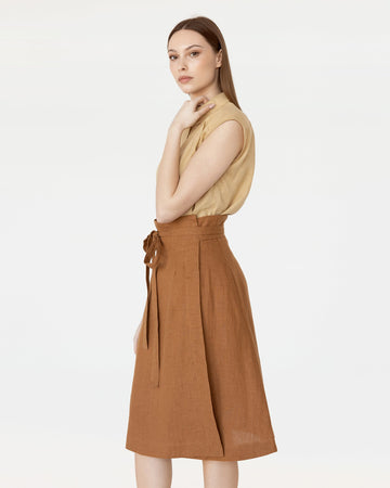 High-waist linen wrap skirt SEVILLE - MagicLinen