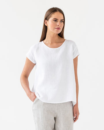 Loose fit linen top TAHOE in white - MagicLinen