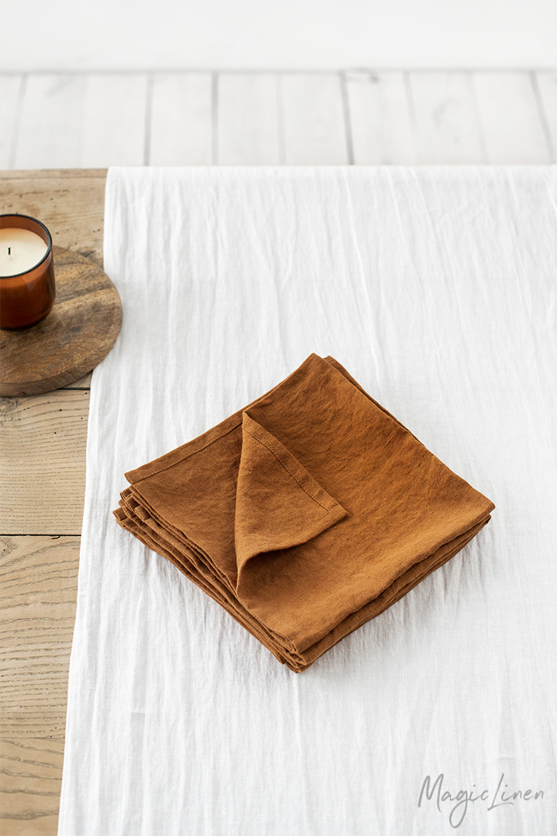 Cinnamon linen napkin set of 2