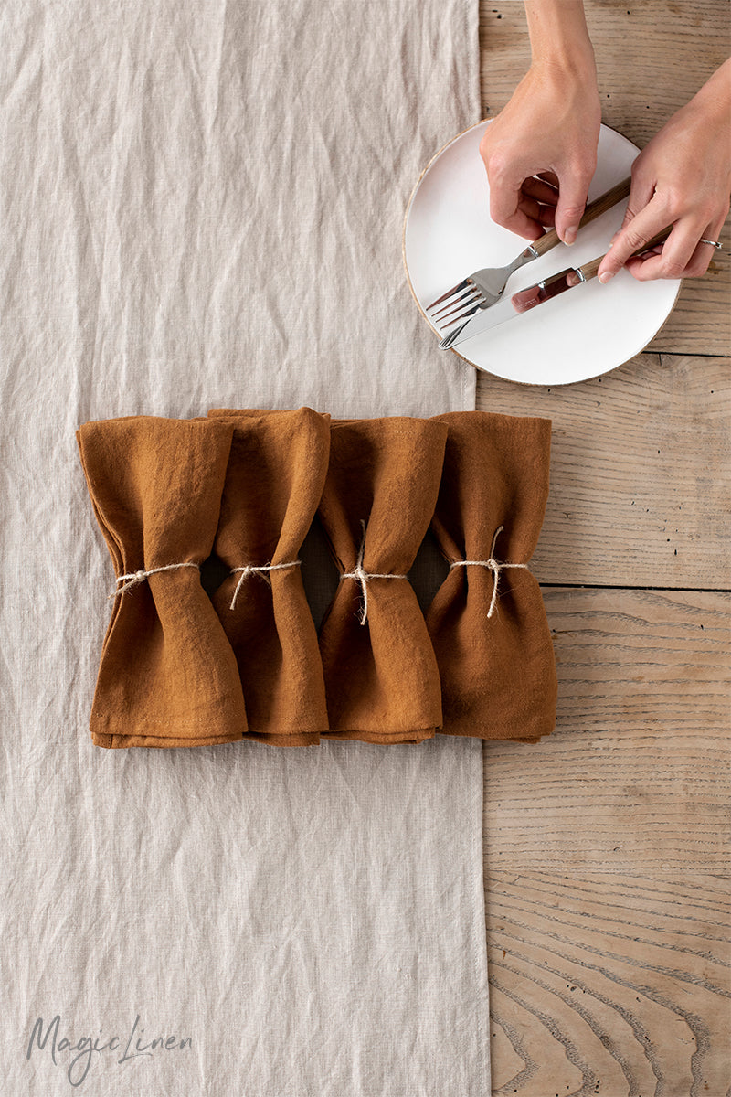 Cinnamon linen napkin set of 2