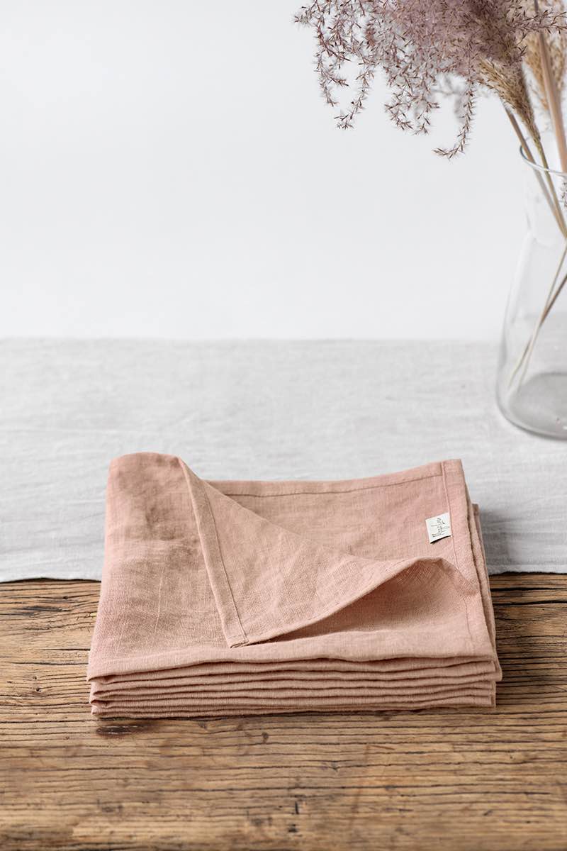 Peach linen napkin set of 2