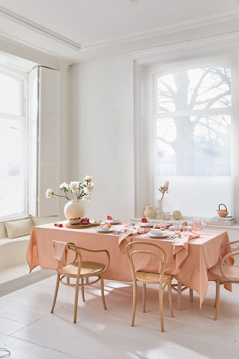 Peach linen napkin set of 2