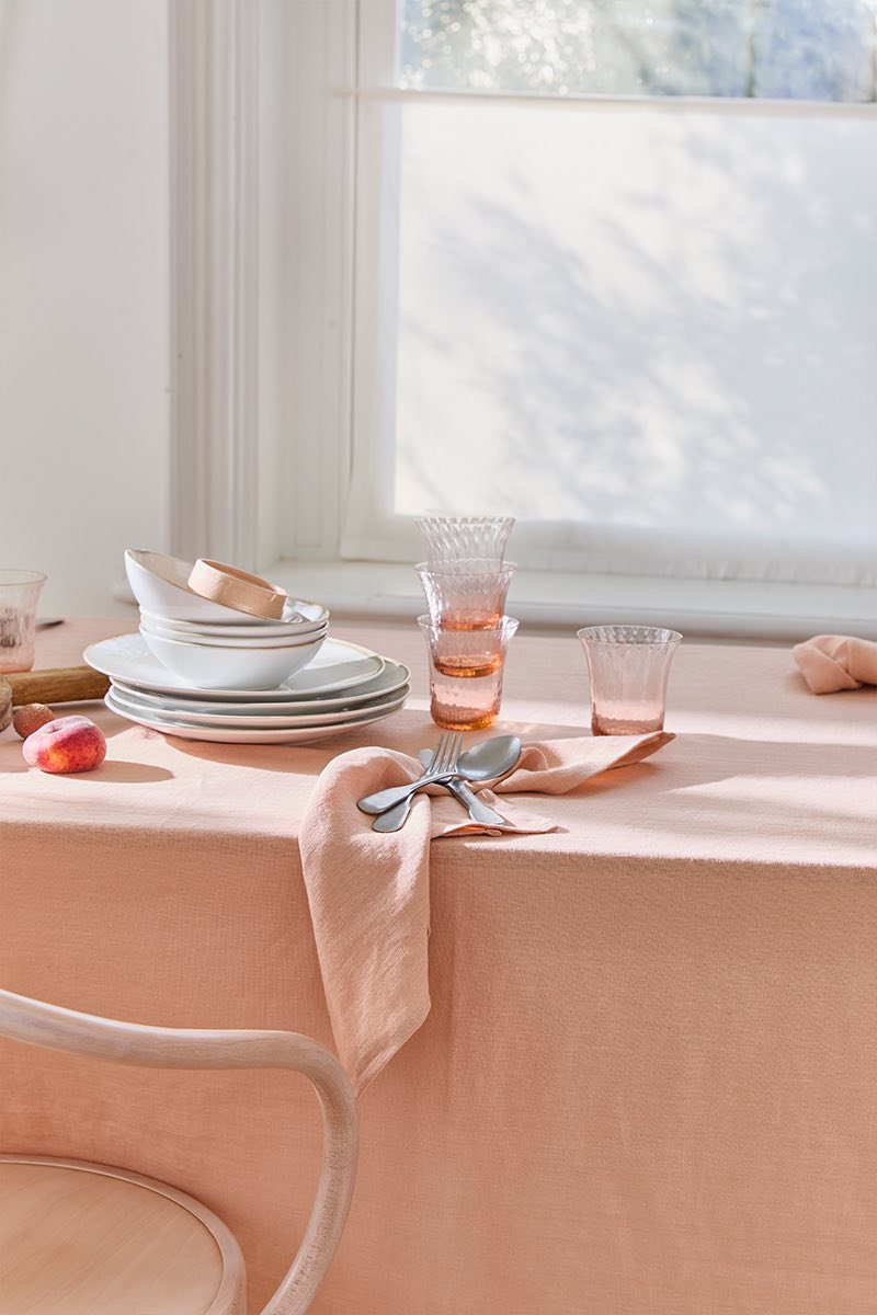 Peach linen napkin set of 2