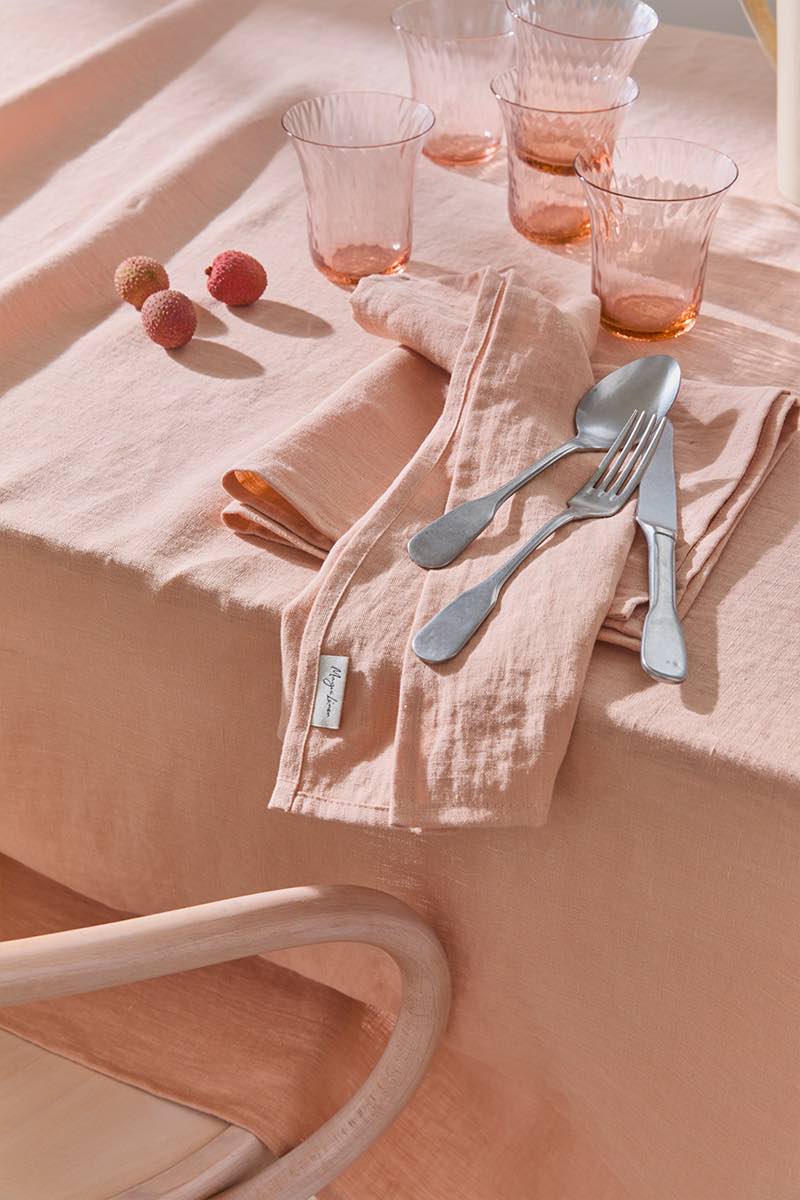 Peach linen napkin set of 2