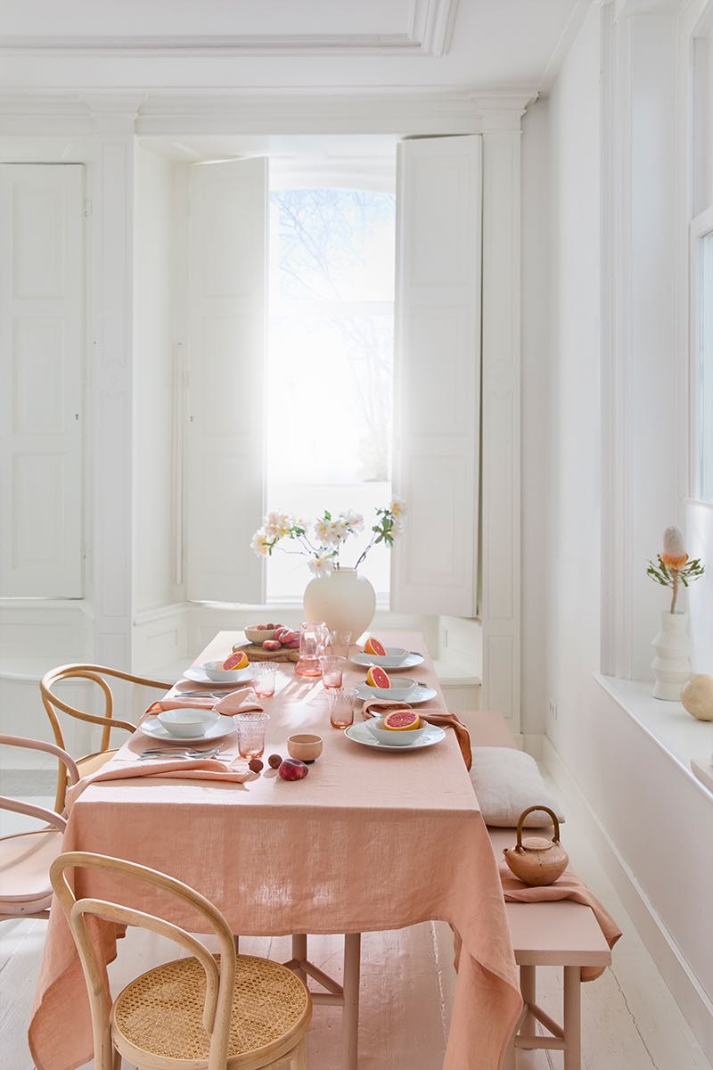 Peach linen napkin set of 2