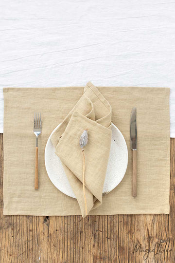 Sandy beige linen napkin set of 2