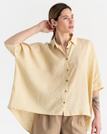 Lightweight linen shirt HANA in Cream - MagicLinen