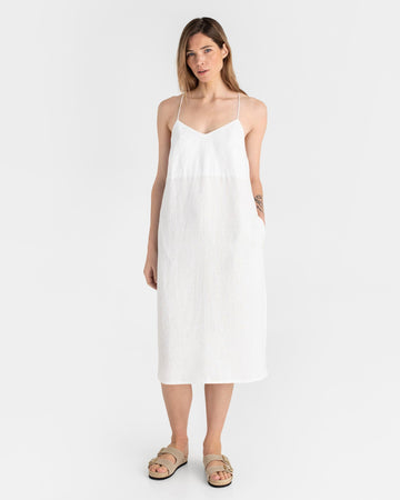 Slip linen dress MARFA in White - MagicLinen