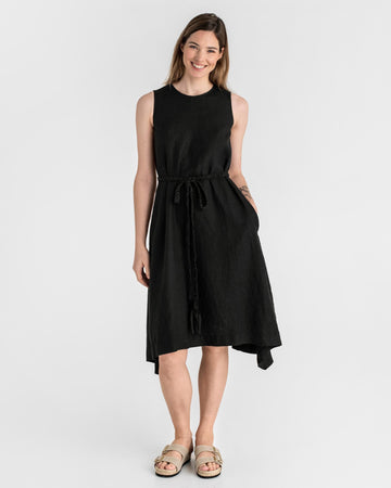 Breezy linen dress NIDA in Black - MagicLinen