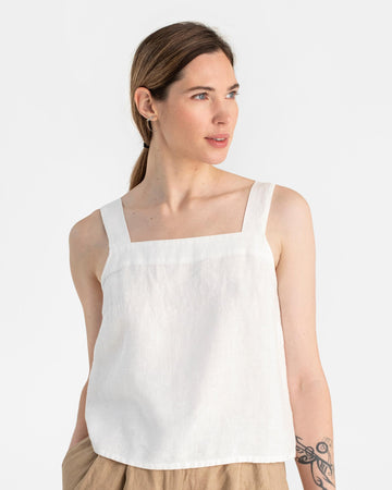 Linen tank top OLINDA in White - MagicLinen
