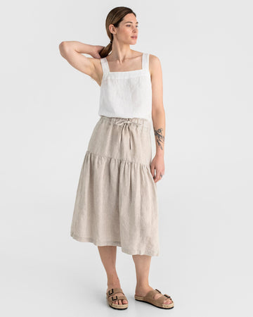 Tiered linen skirt UBUD in Natural melange - MagicLinen
