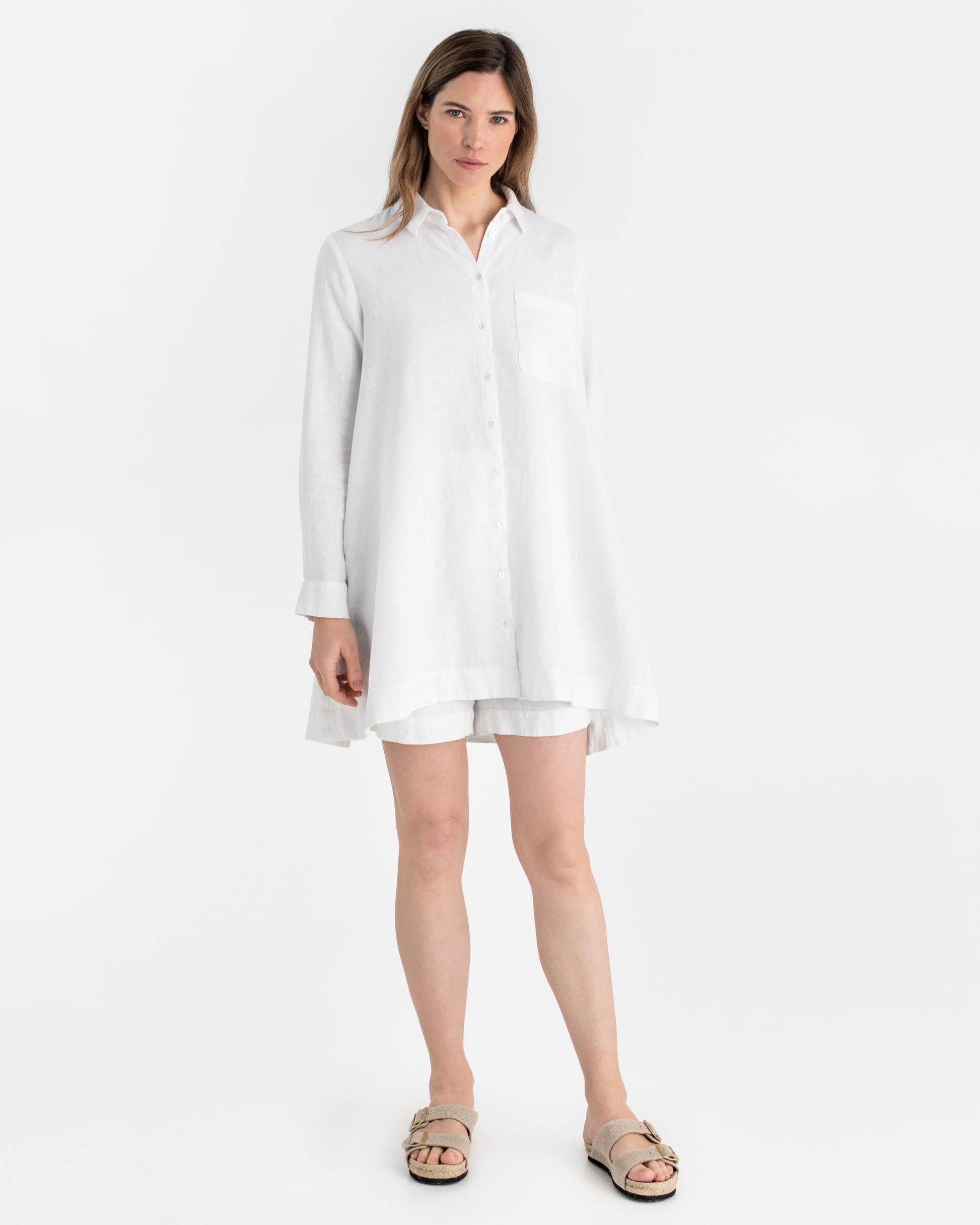 Long linen shirt WANAKA in White - MagicLinen