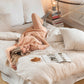 Natural gingham linen sheet set (4 pcs) - MagicLinen