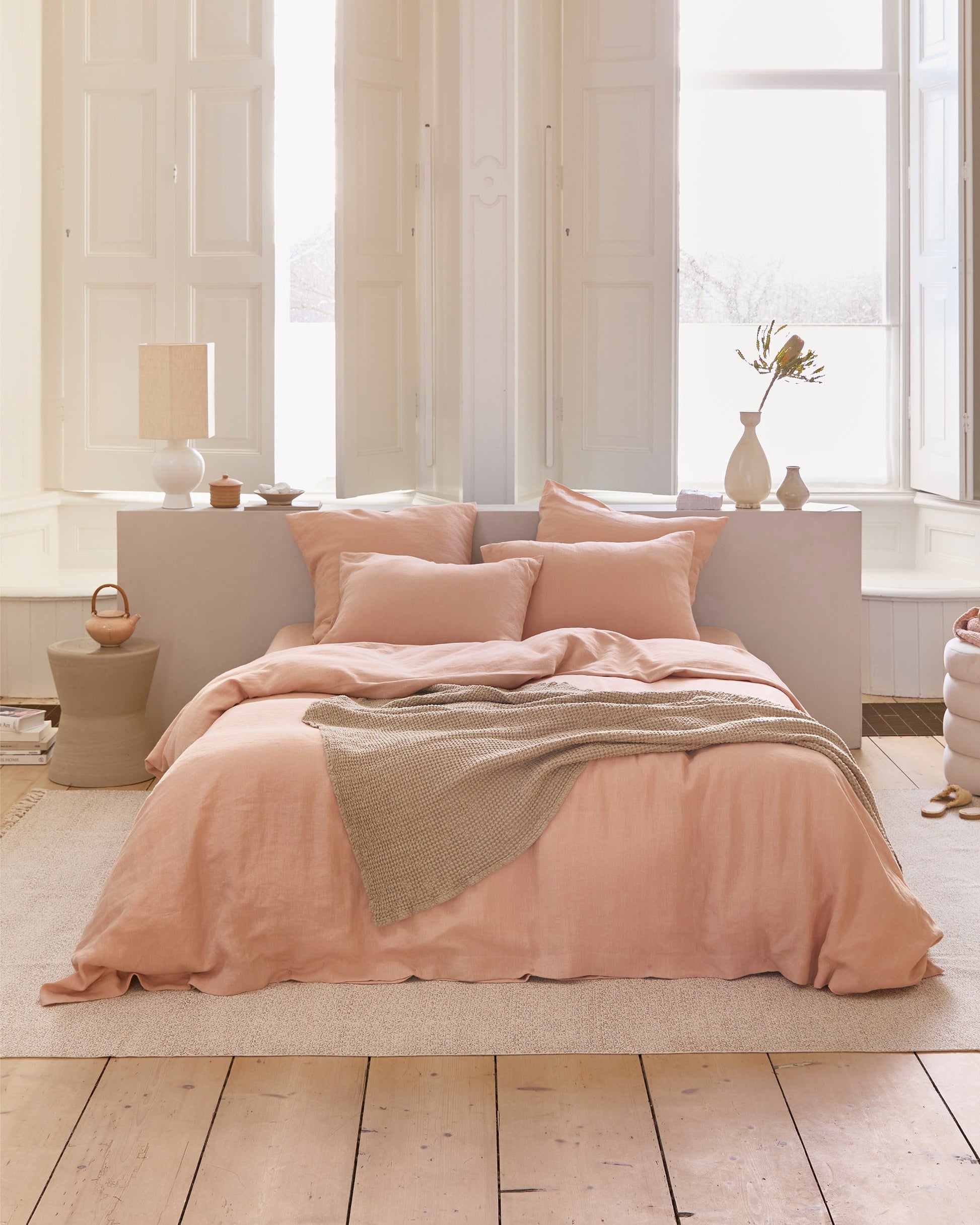 Peach linen duvet cover - MagicLinen