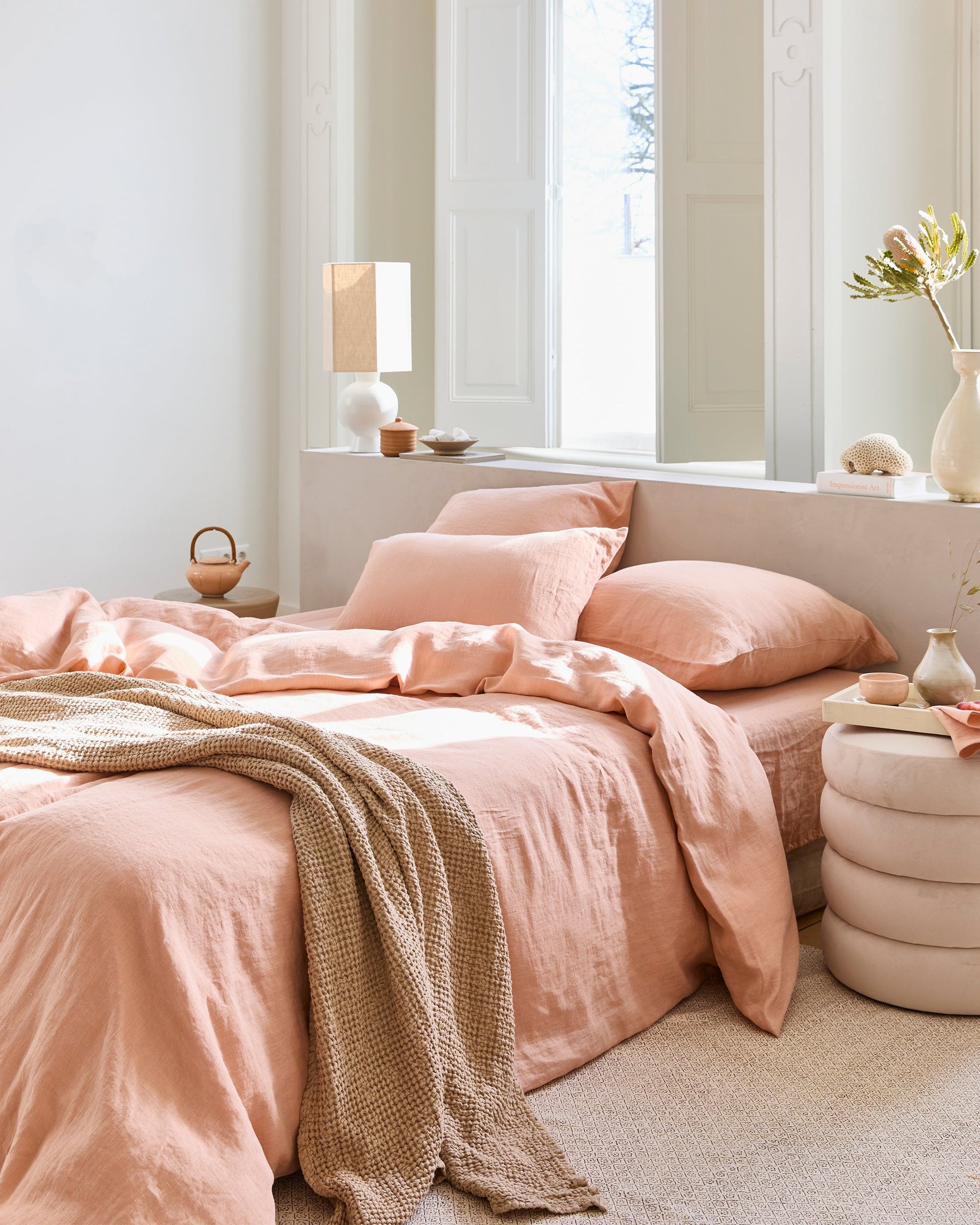 Peach linen duvet cover - MagicLinen