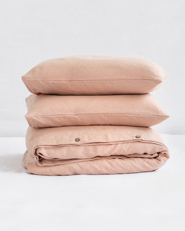 Peach linen duvet cover set (3 pcs) - MagicLinen