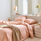 Peach linen fitted sheet - MagicLinen