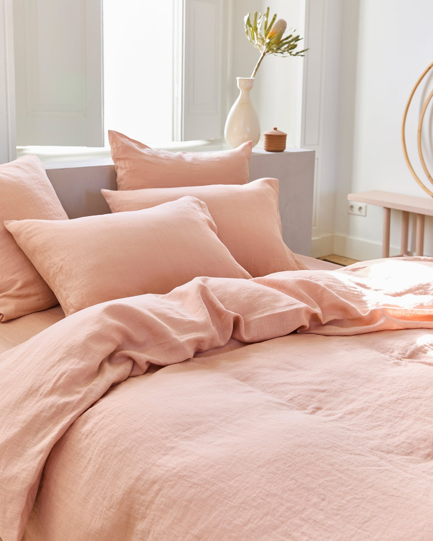 Peach linen pillowcase - MagicLinen