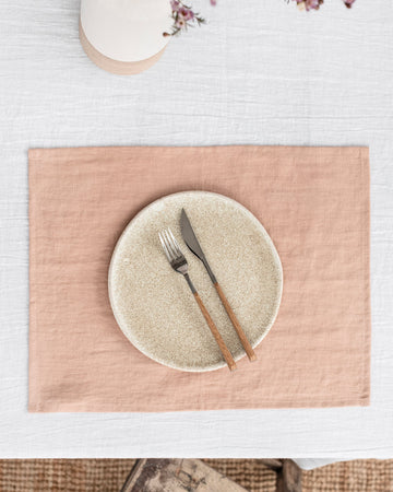 Peach linen placemat set of 2 - MagicLinen
