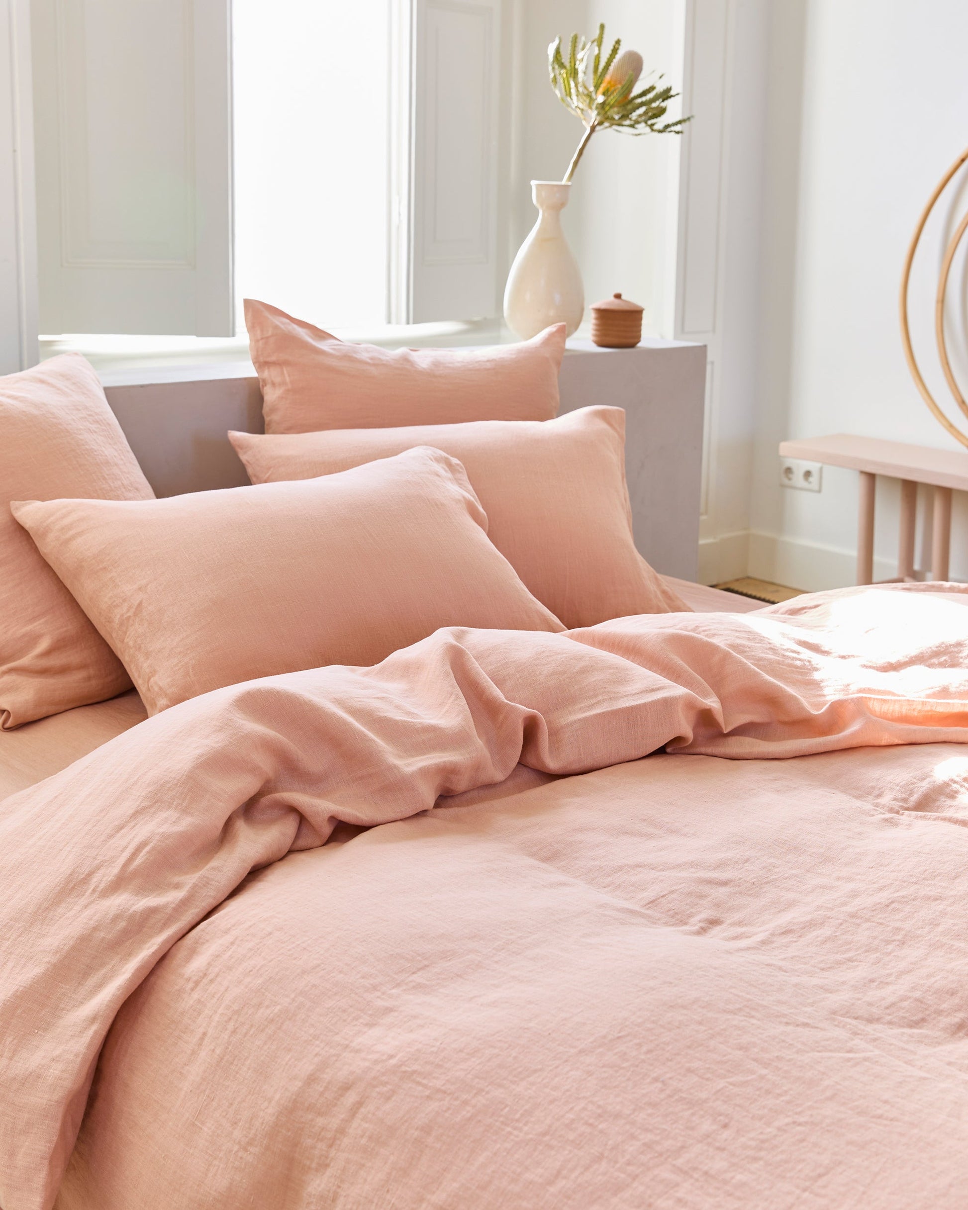 Peach linen sheet set (4 pcs) - MagicLinen