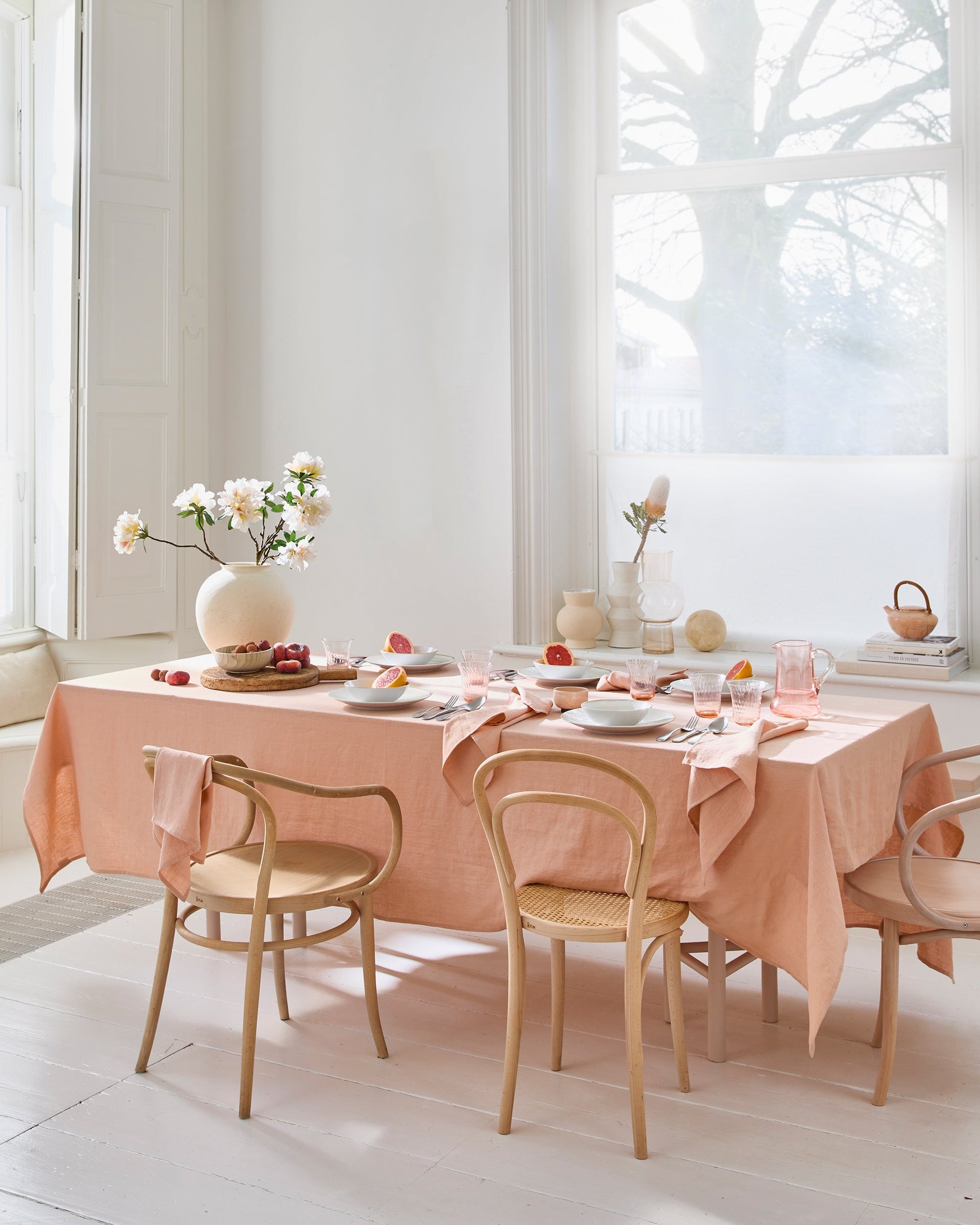 Peach linen tablecloth - MagicLinen