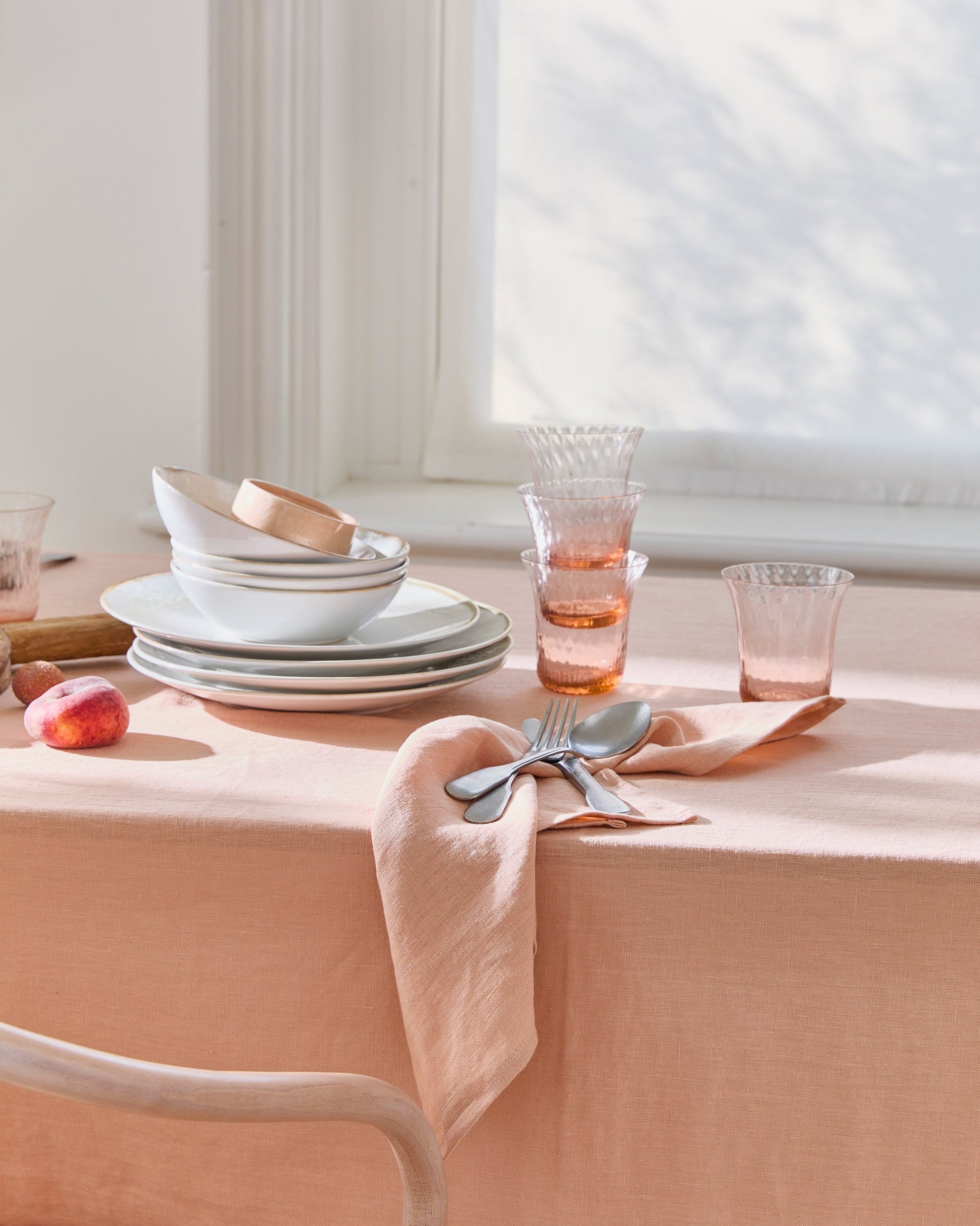 Peach linen tablecloth - MagicLinen
