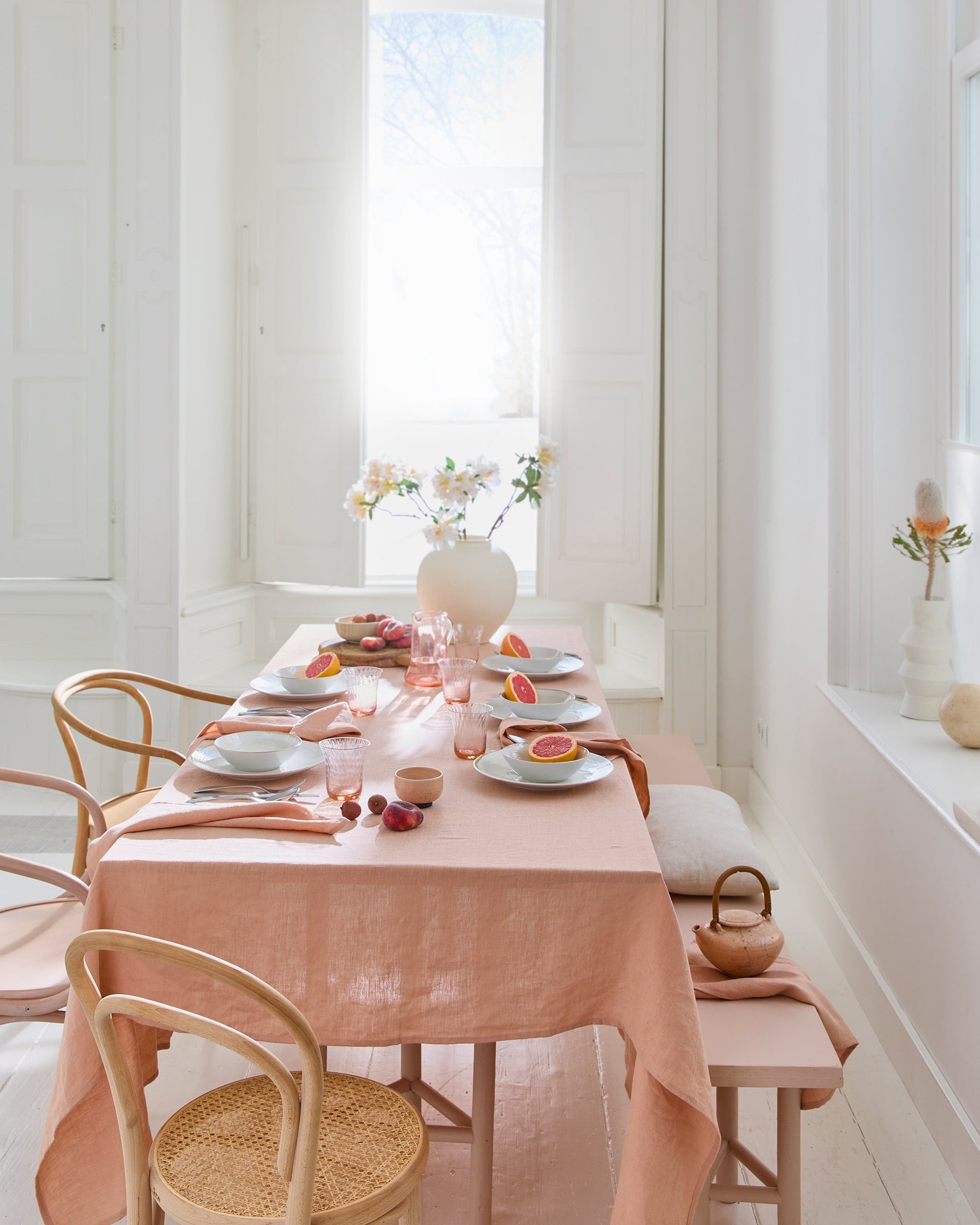 Peach linen tablecloth - MagicLinen