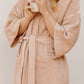 Peach Short waffle bath robe - MagicLinen