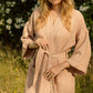 Peach Short waffle bath robe - MagicLinen