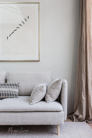 Pencil pleat linen curtain panel (1 pcs)