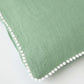 Pom pom trim linen pillowcase in Matcha green - MagicLinen