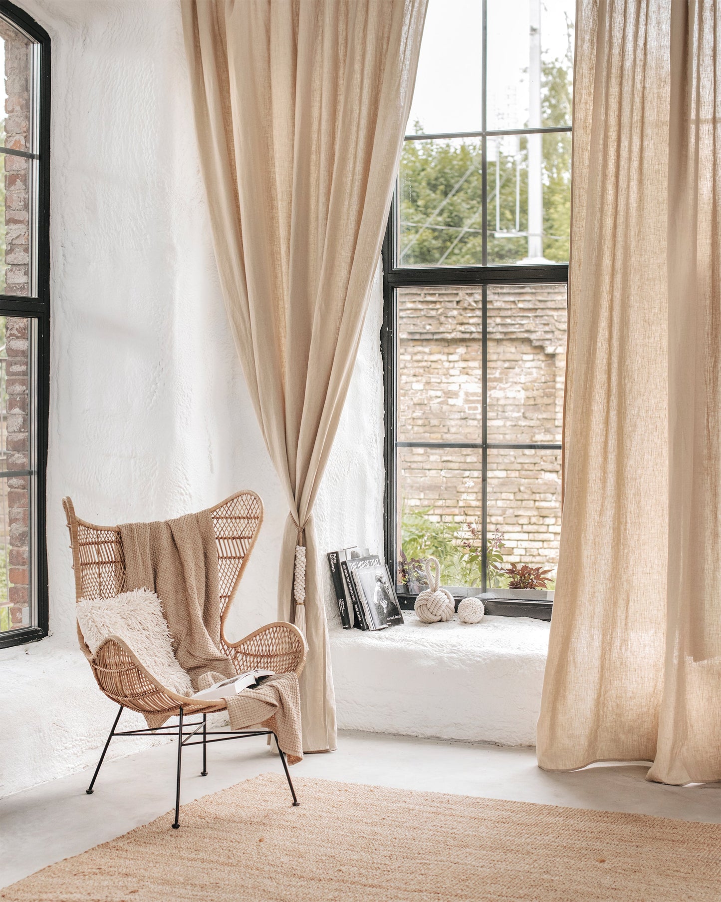 Rod pocket linen curtain panel (1 pcs) in Natural linen - MagicLinen