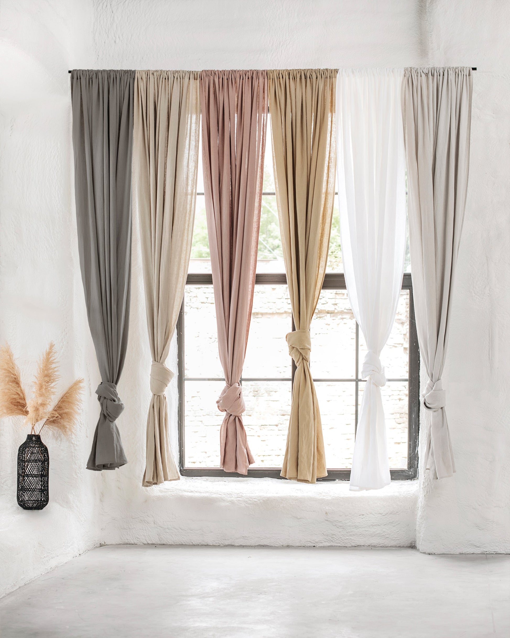 Rod pocket linen curtain panel (1 pcs) in Natural linen - MagicLinen