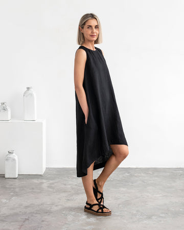 Royal TOSCANA linen dress in Black - MagicLinen