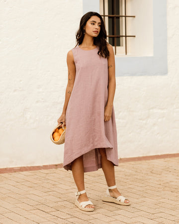 Royal TOSCANA linen dress in woodrose - MagicLinen