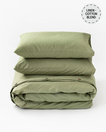 Sage linen-cotton duvet cover set (3 pcs) - MagicLinen