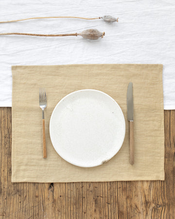 Sandy beige linen placemat set of 2 - MagicLinen