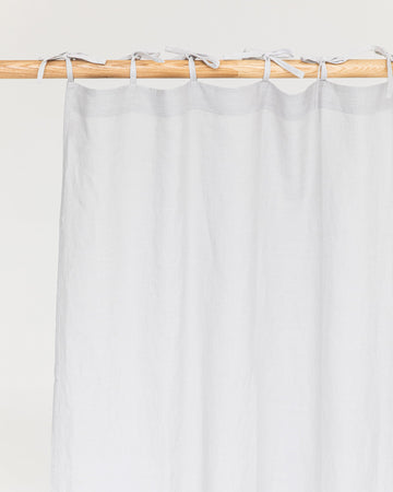 Tie top linen curtain panel (1 pcs) in Light gray - MagicLinen