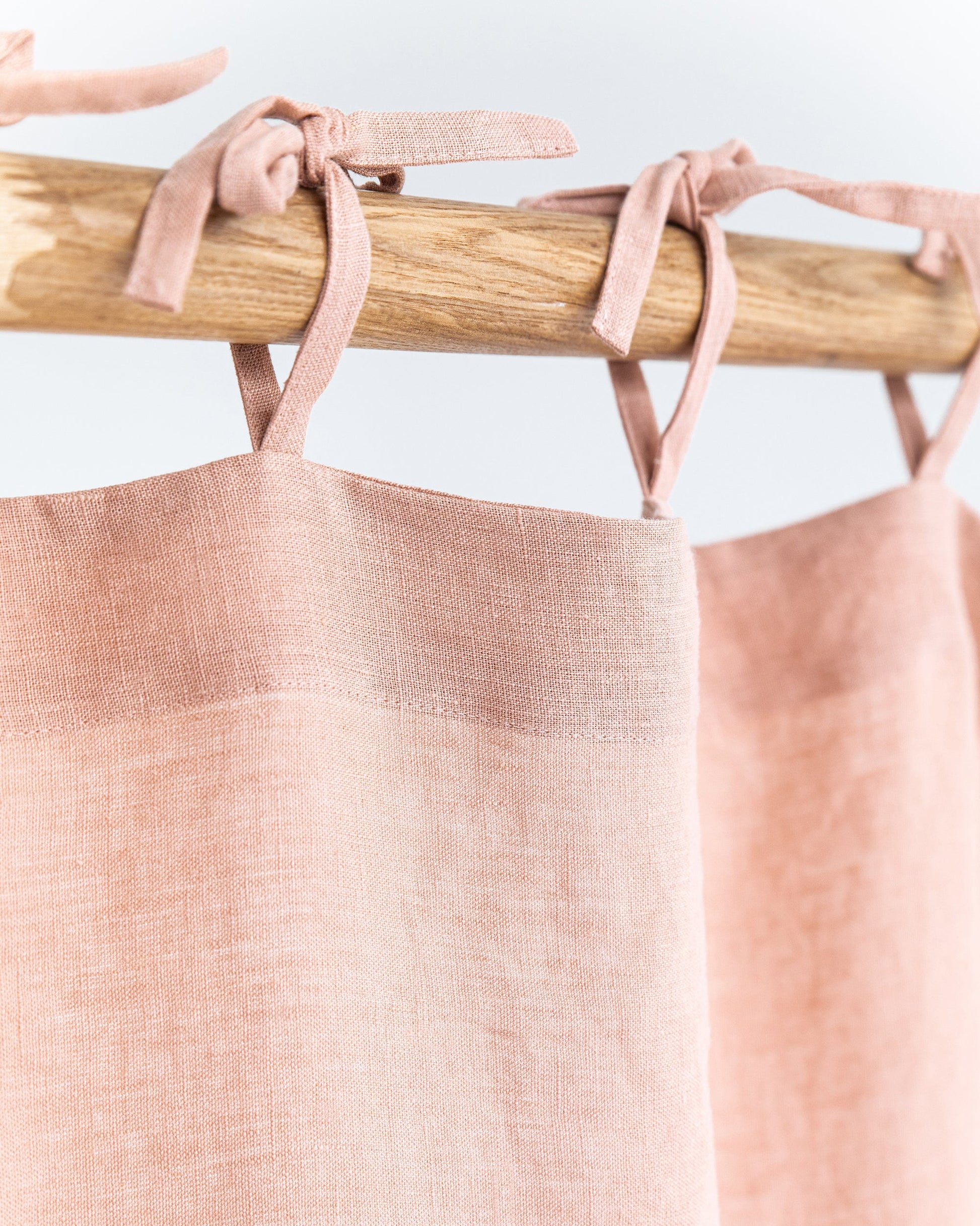 Tie top linen curtain panel (1 pcs) in Peach - MagicLinen