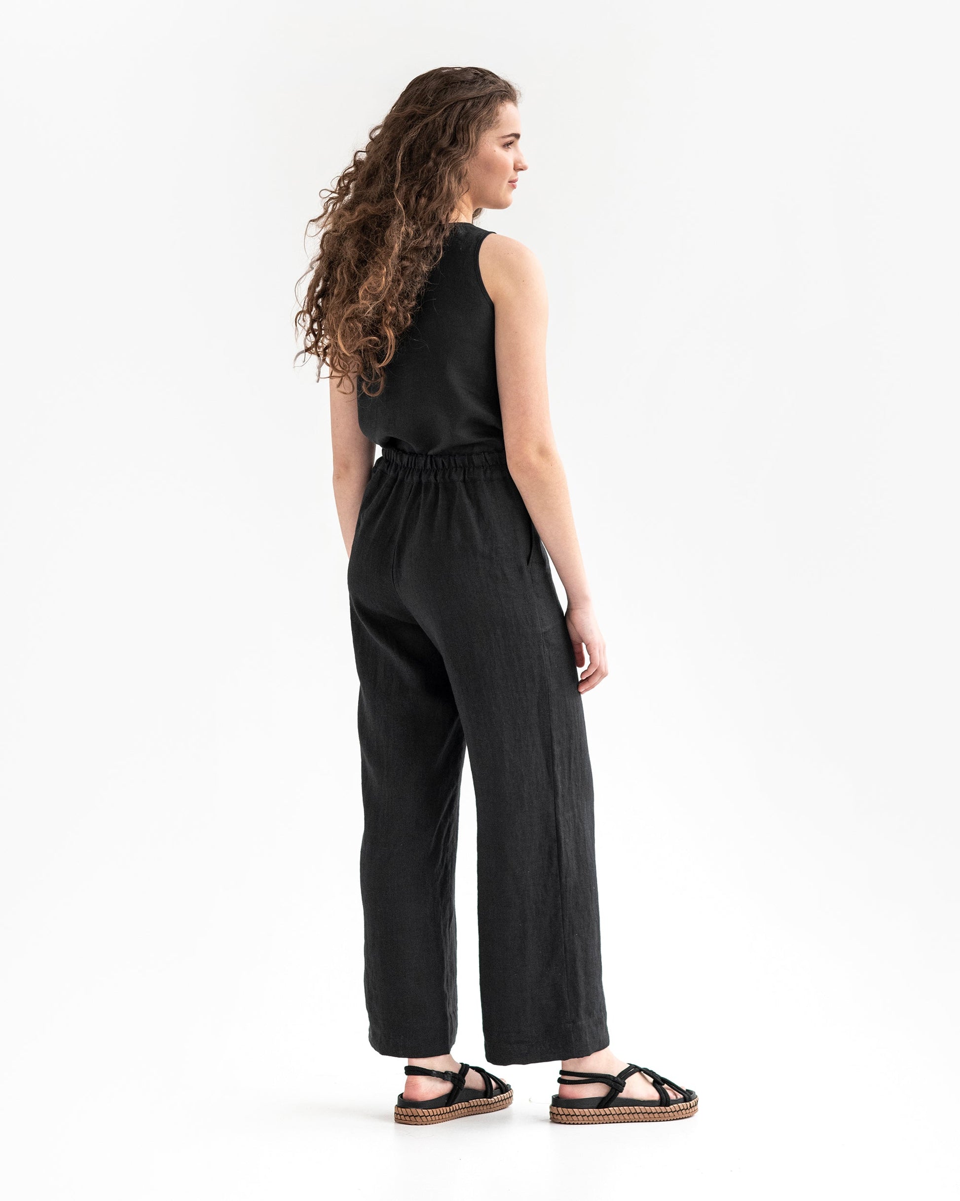 Wide linen pants BANFF in black - MagicLinen